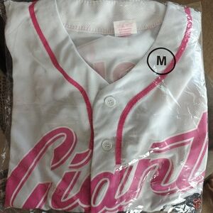 White and Pink Baseball Jersey